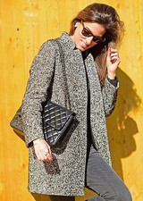 ZARA BLACK BOUCLE COAT GRAY
