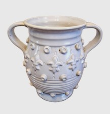 Pot à anse ÉMILE TESSIER faïence MALICORNE décor fleurs de lys lis céramique