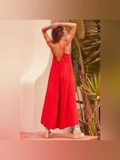LULU's Red Wide Leg Lined