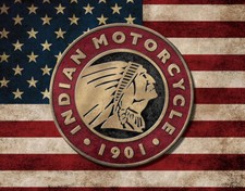 PLAQUE PUBLICITAIRE MOTO INDIAN -US FLAG- DECORATION  VINTAGE USA- 40X30 CM