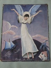 Ecole FRANCAISE XX PEINTURE ANGE ARCHANGE MARINE PORTUGAL CACHET ATELIER 1940