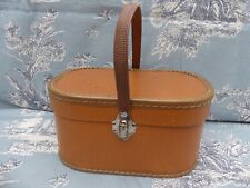 Petit Vanity case Vintage en simili cuir marron 1950 23X15X11,5cm de haut sans l