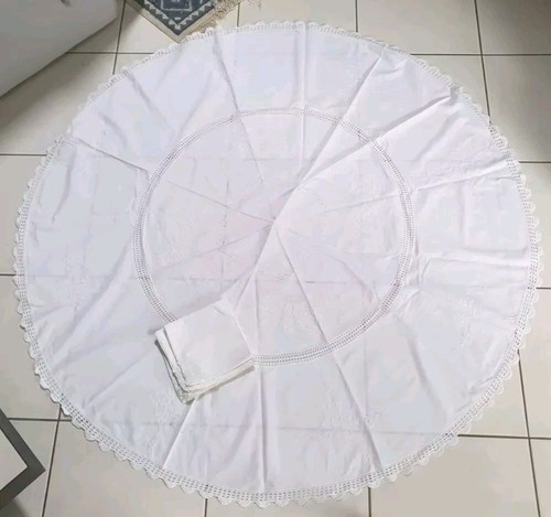 Linge ancien nappe ronde 158 - linge,