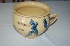 Ancien pot de chambre en terre cuite vernissée 15.5 cm de H et 19 cm de diamètre