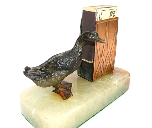 Canard porte allumettes bronze - canard, porte-allumettes