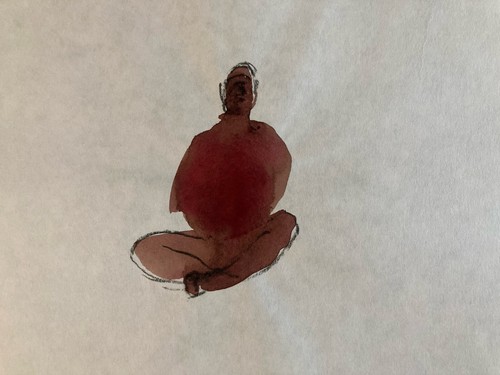 Beau dessin 1970 aquarelle - nu,