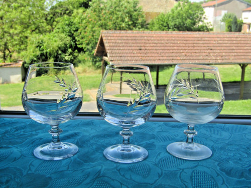 Verres cognac en - 3, cristal