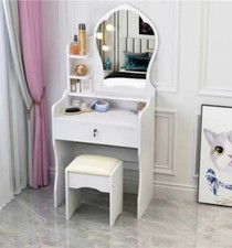 Coiffeuse Avec Miroir Et Tabouret Station De Maquillage Chambre Enfant Blanc Reb