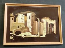 TABLEAU SOUS VERRE MARQUETERIE DE PAILLE CHATEAU DE DOMBASLE EN LORRAINE