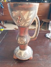 POTERIE KABYLE ANCIENNE BERBERE  LAMPE A HUILE 30,5 CM MESBAH BU TUYAT KABYLIE 