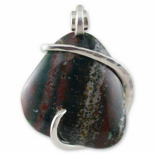Bloodstone pendant necklace - necklace, by