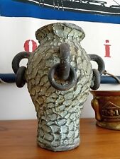 Jarre Amphore Ancienne Terre cuite avec anneaux métal  H 25 cm