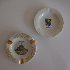 2 cendriers ashtrays porcelaine Limoges MONT ST-MICHEL DAUPHINE XXe art déco PN 