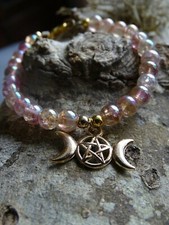 Bijoux bracelet Irisé Rose et doré " Triple lune " Idéal Cadeau Noël