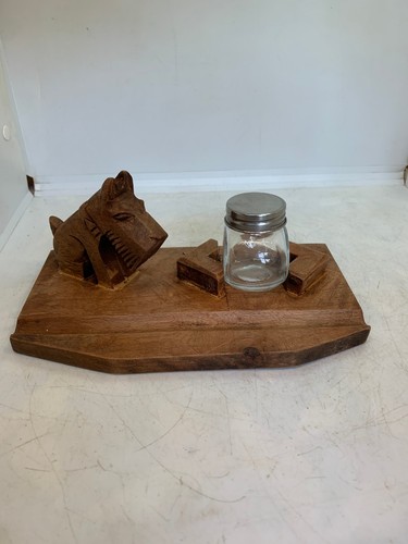 Ancien encrier bois decor - encrier,