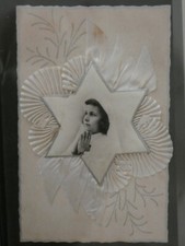 Image religieuse format carte postale communiante avec etoile et tissu plissé