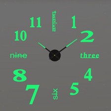 Horloge murale lumineuse 3D autocollants bricolage horloge de salon à piles