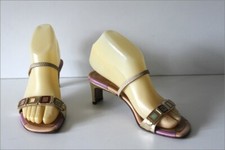 KALLISTE Sandales  Tout Cuir Bijoux Fantaisie Bride  Elastiquée T 35.5 TBE