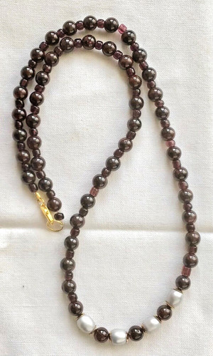 Collier fin perles grenat - perles,