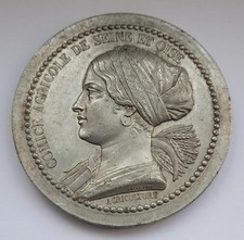 Médaille en étain  Comice Agricole de Seine et Oise 1855 Signée BARRE