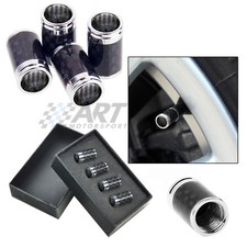 4 Bouchons De Valve De Roue De Voiture Effet Carbone Chromé Universel