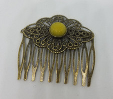 peigne à chignon aventurine jaune création unique