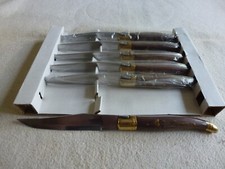 SUPERBES 6 COUTEAUX DE TABLE INOX PALISSANDRE NEUF