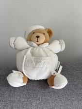DOUDOU OURS PATAPOUF BLANC FEUILLES BRODÉES DRAGÉE KALOO TBE