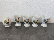 Set 4 coquetiers et saliere ceramique decor coq cuisine oeuf Coque deco retro