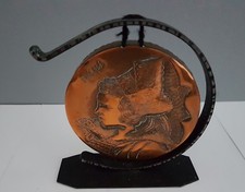 GONG DE TABLE   ANCIEN EN CUIVRE SIGNE LHOSTE