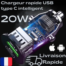 🚗⚡ Chargeur allume-cigare USB + Type-C – Charge rapide 20W & compact