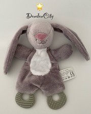 4991?Doudou Action Plat Trading Lapin Rabbit  Gris  Anneau Dentition