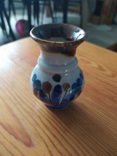 Objet de vitrine Petit vase Miniature Terre cuite vernissé Décor Papillon Fleur