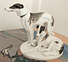 RARE PORCELAINE GOTHA PFEFFER "LEVRIERS BARZOI"  1934/1942 PARFAIT ETAT