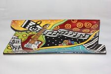 Plat Céramique Rare"Jazz Rhapsody Cafe" Hand Painted Saxophone Piano Music Notes