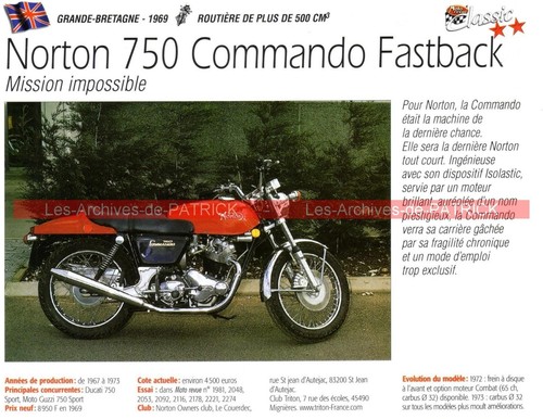 Norton 750 commando - norton, fastback