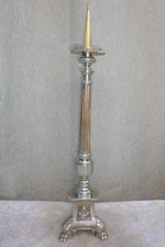 ANCIEN PIQUE-CIERGE/STYLE CLASSIQUE/BRONZE argenté/XIXème/H.55-67cm/1,7KG/EGLISE