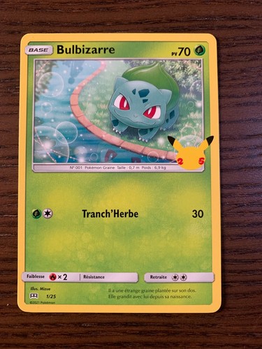Carte pokémon bulbizarre - carte, 1/25