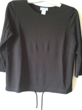 Laura Clément Blouse noire cordon en bas, manches 3/4 T 40