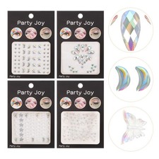  4 Sheets Gemmes Visage Pierres Précieuses Pour Les Ongles Accessoires Yeux