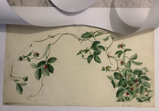 Marie Rose DE VOMANE (XIX) Aquarelle Projet Eventail à Fleurs Plantes Datée 1889