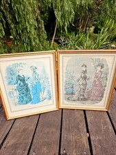 Lot 2 cadres en bois doré Journal des demoiselles Gravures XIXème