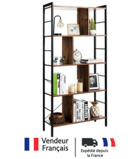 Meuble Etagère Bibliothèque 5 Niveaux Rangement Métal Industriel 100KG Planches