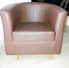 fauteuil club faut cuir marron etat neuf