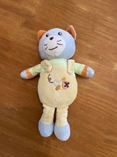 Doudou Peluche Ajena Chat Ours Bleu Salopette Jaune Vert Orange Avion Brodé