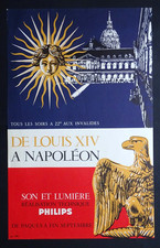 Affiche originale c1950 Son et Lumière Philips Paris de Louis XIV à Napoléon