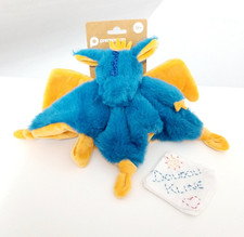 Doudou Plat/Mouchoir Dragon Bleu Jaune Ailes Attache Tétine - Prémaman Orchestra