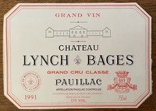 Étiquette Château Lynch Bages 1991 - 75 cl