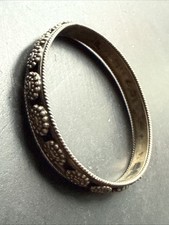 Ancien Bracelet Gourmette En Argent Massif Silver Maille Jonc art deco ethnique 