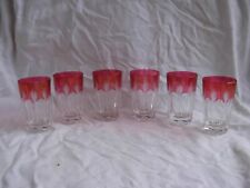 CRISTAL D'ARQUE?,SERIE DE 6 VERRES,GOBELETS, GRAVES,ROUGES , EPOQUE XXème.
